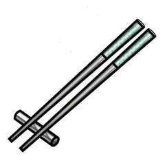 green pattern chopsticks with chopstick rest
