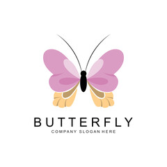 Butterfly Logo Design, Beautiful Flying Animal, Company Brand Icon Illustration, Screen Printing, Salon