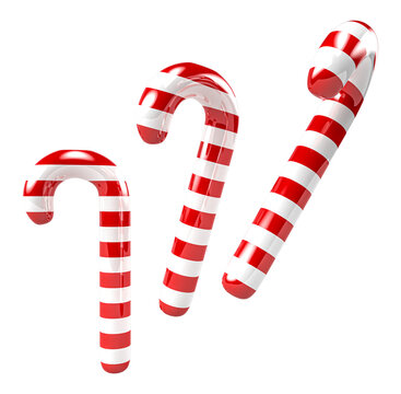 Christmas candy cane in 3d render cartoon