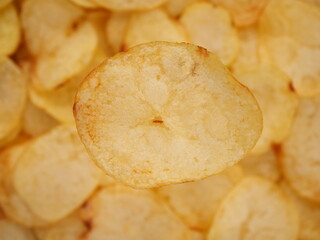 Craft potato chips top view
