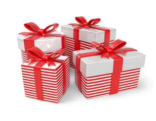 Christmas gift boxes in 3d render cartoon