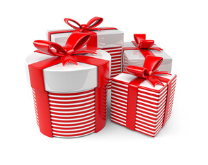 Christmas gift boxes in 3d render cartoon