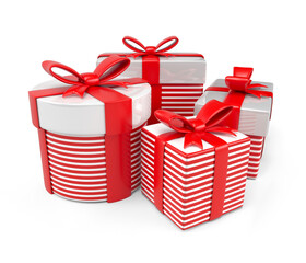 Christmas gift boxes in 3d render cartoon
