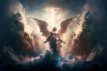 angel in heaven - obrazy, fototapety, plakaty