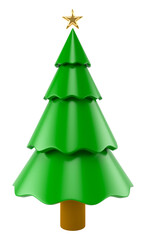 Christmas tree in 3d render cartoon