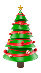 Christmas tree in 3d render cartoon