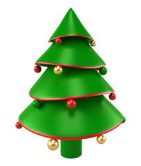 Christmas tree in 3d render cartoon