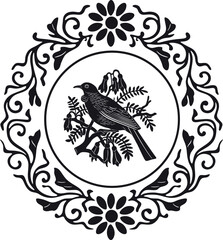 Bird logo with circle frame