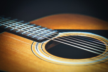 An acoustic folk guitar