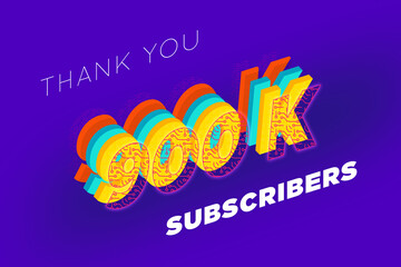 900 K  subscribers celebration greeting banner with tech Design