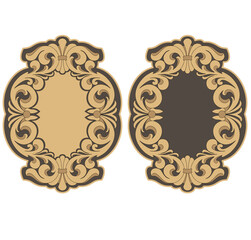 ANCIENT HERALDIC EMBLEM OF GOLD DECORATED IN BAROQUE STYLE DECORATIVE ELEGANCE LUXURY PATTERNS GOLD STOCK ILLUSTRATION