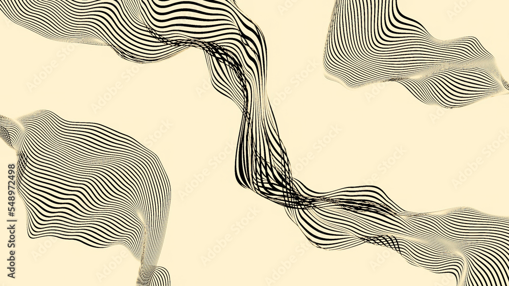 Poster animation with 3d stripes of wavy lines. design. curved lines move in energy waves. lines move in wa