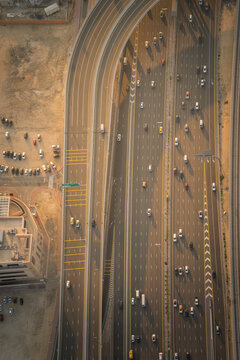 Aerial View Over Dubai Traffic