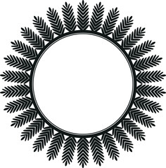 round frame with leaves