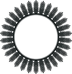 round frame with leaves