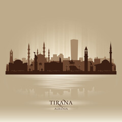 Naklejka premium Tirana Albania city skyline vector silhouette