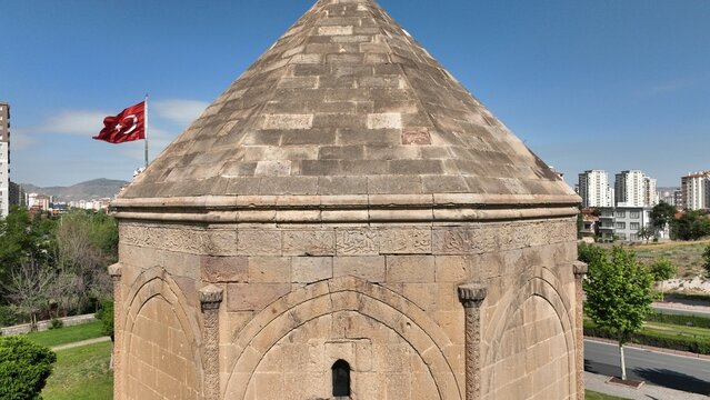 Adile Hatun Tomb was built in 1247 during the Anatolian Seljuk period. Adile Hatun is the wife of Seljuk Sultan Alaeddin Keykubat I.