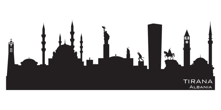 Tirana Albania City Skyline Vector Silhouette