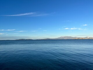 Blue sea horizon, sea background