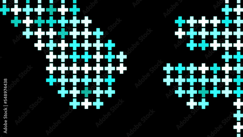 Poster blue mosaic moving 3d tiles pattern. design. retro texture of cross tiles creating shifting backgrou