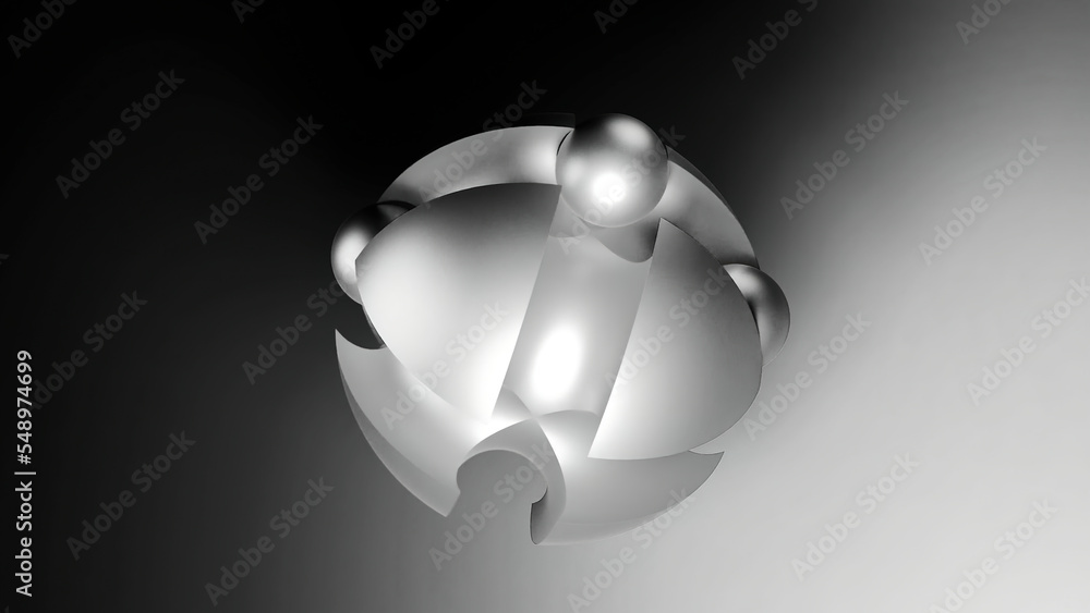Poster 3d ball puzzle with moving balls. design. silver 3d ball with balls moving inside. puzzle with spher