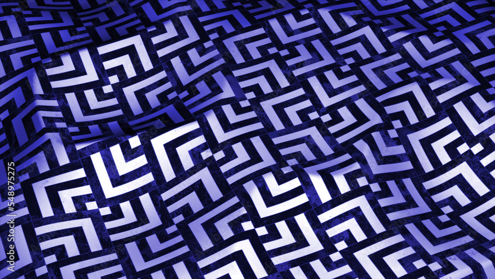 Poster background with fabric pattern and waves. motion. surface with ornament and fabric texture moving fr