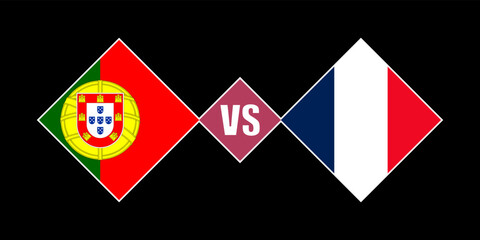 Portugal vs France flag concept. Vector illustration.