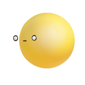 Doubt emoticon in portrait angle view. Funny cute cat face with white eyes