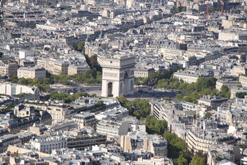 The Arc de Triomphe seen from the Eiffel Tower, Paris, France