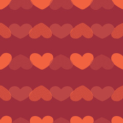 Valentine's day retro seamless pattern. Vintage-style textured hearts. Vector illustration for wrapping paper, fabric