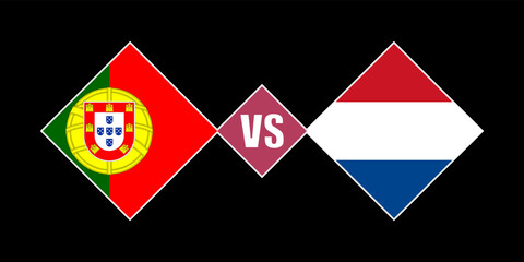 Portugal vs Netherlands flag concept. Vector illustration.