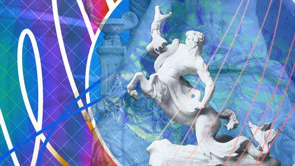 Animation with Greek sculpture. Motion. Animation insert with stylish animation and Greek sculpture. Ancient Greek sculpture for intro historical video or presentation