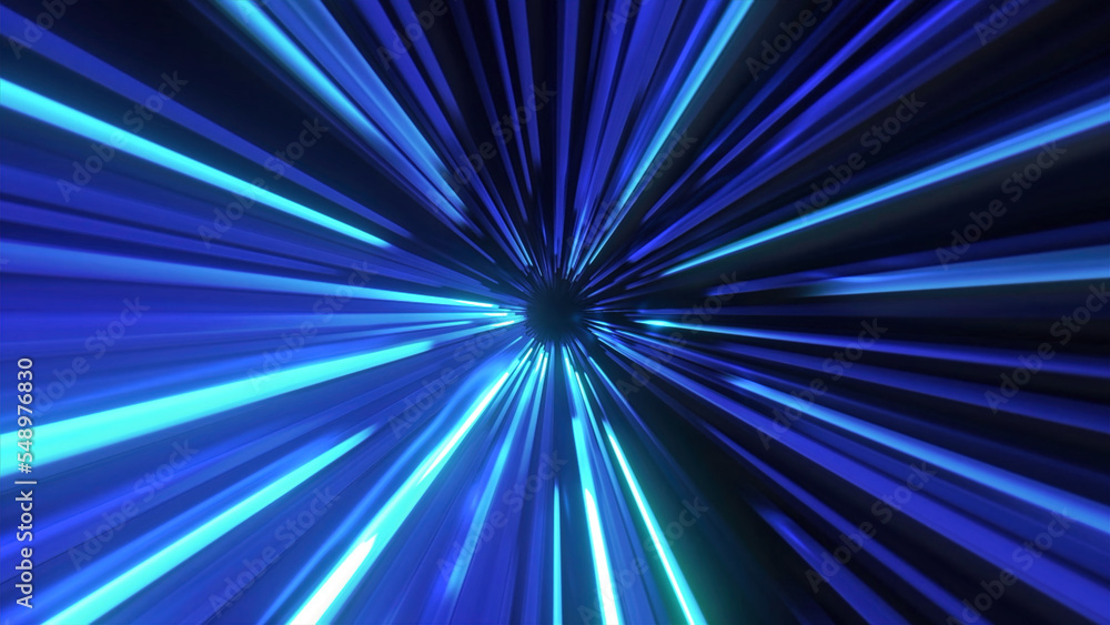 Poster bright tunnel with neon lines. motion. cyber tunnel with high-speed lines. bright neon tunnel with s