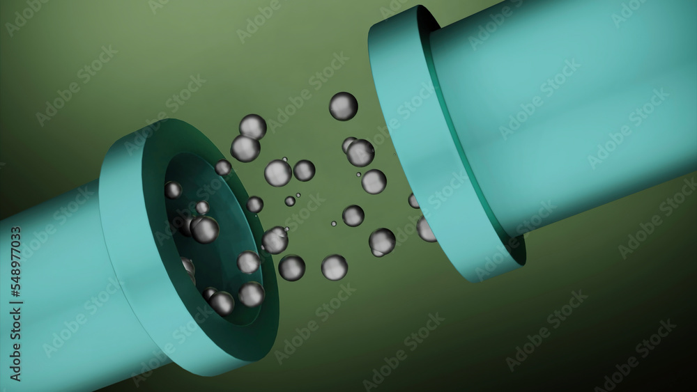 Poster balls move in 3d tubes. design. 3d animation with pipes and moving balls. bubbles or balls move thro