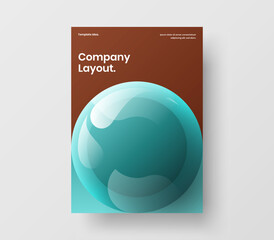 Multicolored presentation A4 design vector layout. Amazing realistic balls brochure concept.