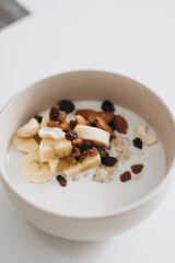 bowl of muesli with milk