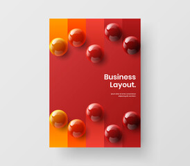 Simple annual report A4 vector design illustration. Original realistic spheres leaflet concept.