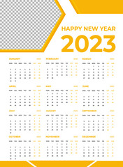 2023 new year wall calendar design template 