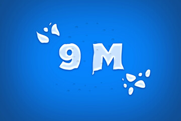 9 Million  subscribers celebration greeting banner with water Design