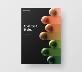 Creative 3D balls handbill concept. Abstract journal cover vector design layout.