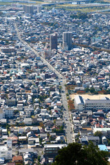 Fototapeta premium 本丸跡からの眺望・西・西南方面・鳥取城跡（鳥取県・鳥取市）