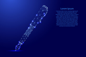 Pen for writing, fountain ink, digital signature concept, from futuristic polygonal blue lines and glowing stars for banner, poster, greeting card. Low poly concept. Vector illustration.