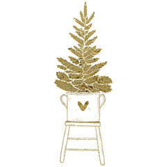 Gold Christmas and new year illustration. Glitter png. Transparent background