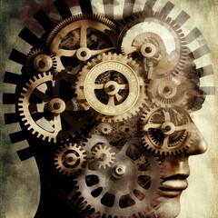 Mind with gears turning. Idea generation. Knowledge. Innovation. 