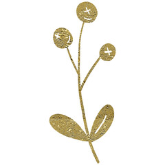 Gold Christmas and new year illustration. Glitter png. Transparent background