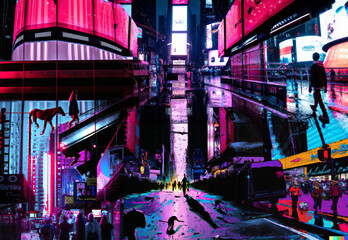 city skyline at night