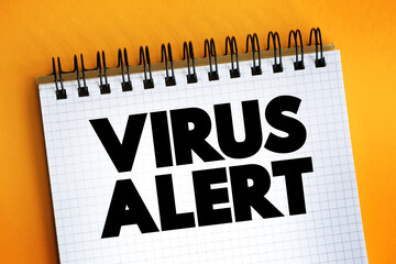 Virus Alert text on notepad, concept background