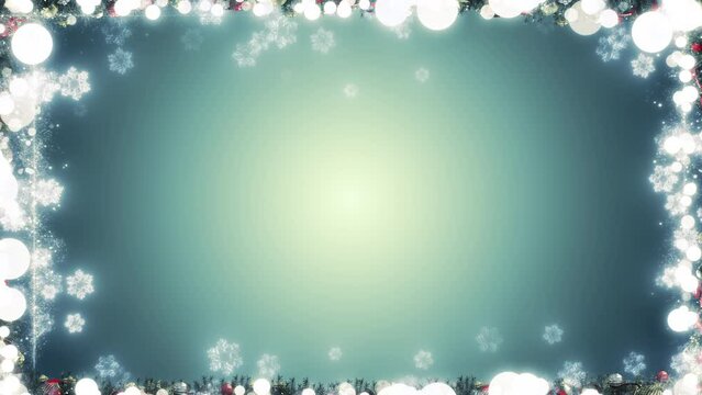 Snowflake Glow Particle Frame Loop. A snowflake glowing particle making an endless frame against a red background with space for titles, text or logos in a seamless loop.
