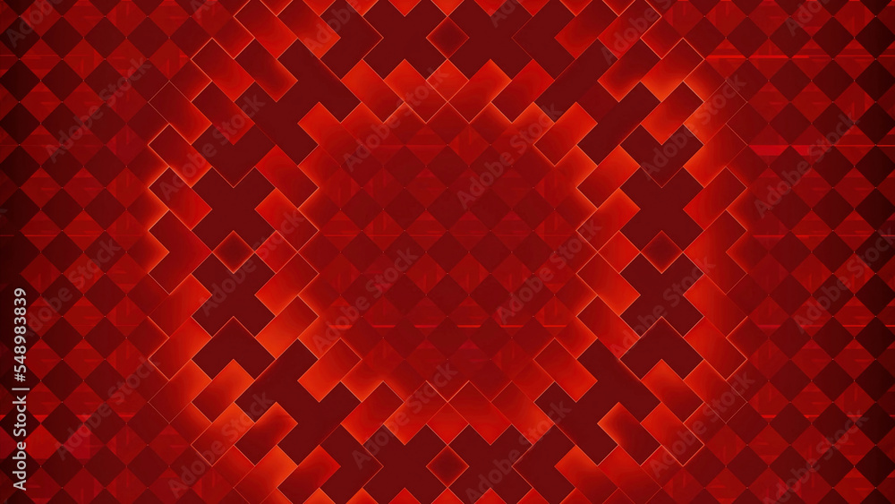 Poster abstract squared pattern with pixelated moving rings. design. crosses of small tiles forming circle 