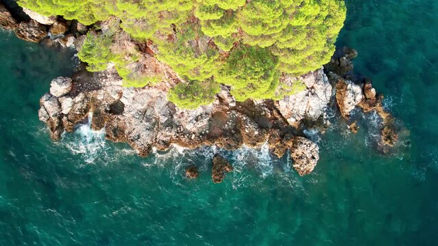 Aerial view of Oprna beach near Stara Baska, Krk Island, Croatia